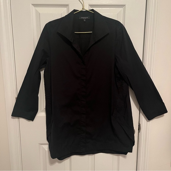 Lafayette 148 New York Black Button Down Shirt - Picture 3 of 7